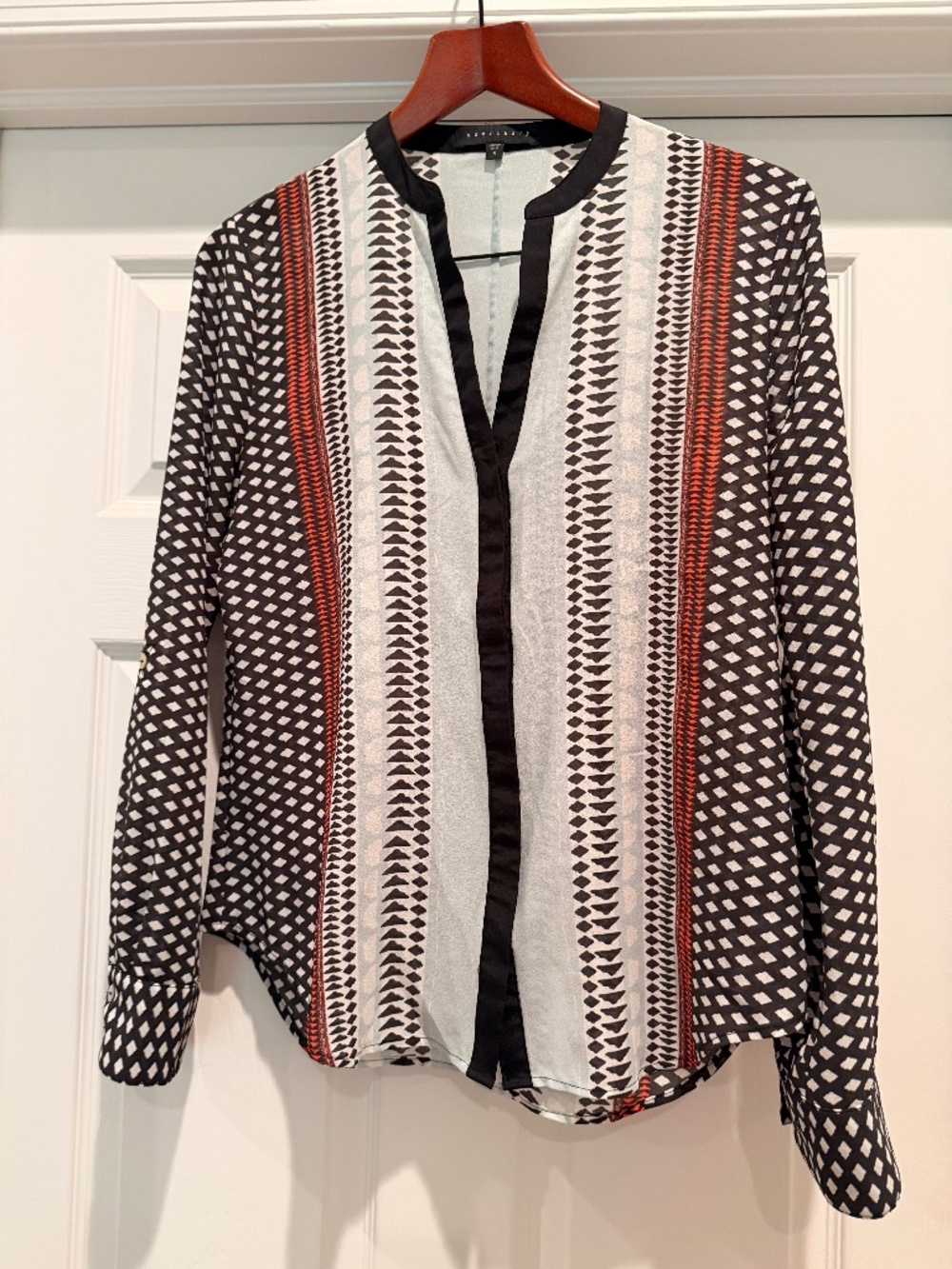 SANCTUARY Button Down Multicolor Sheer Blouse.
